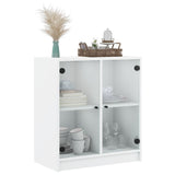 Side Cabinet with Glass Doors White 68x37x75.5 cm 836420