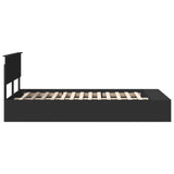 Bed Frame with Shelf Manual Black 135 x 190 cm Engineered Wood 3408376