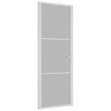 Interior Door 76x201.5 cm White Matt Glass and Aluminium 350576