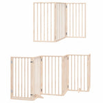 Dog Gate with Door Foldable 9 Panels 450 cm Poplar Wood 3155532