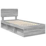 Bed Frame Grey Sonoma 75 x 190 cm Solid Pine Wood 3412146