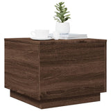 Coffee Table with LED Lights Brown Oak 50x50x40 cm 839874
