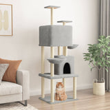 Cat Tree with Sisal Scratching Posts Light Grey 180 cm 172032
