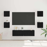 TV Cabinet Set Wall-mounted 6 pcs Black Oak Engineered Wood 3393142