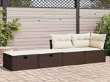 2 Piece Garden Sofa Set with Cushions Brown Poly Rattan Acacia 3328676