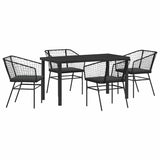 Garden Dining Set 5 pcs Black Poly Rattan 3380906