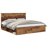 Bed Frame with Headboard Old Wood 200 x 200 cm Solid Pine Wood 3409316