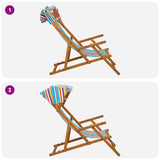 Deck Chair 2 pcs 3 Position Solid Eucalyptus Wood Multicolour 3407810