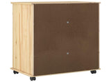 Rolling Cabinet Brown 63.5 x 39 x 79 cm Solid Pine Wood 42032393
