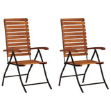Garden Chair Set of 2 Brown and Black Acacia hardwood and steel 44391