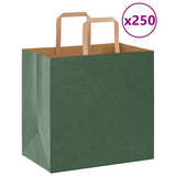 Paper Bags 250 pcs with Handles Green 26x17x25 cm 4101955