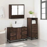3 Piece Bathroom Furniture Set Brown Oak Engineered Wood 3301054