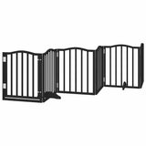 Dog Gate with Door Foldable 9 Panels Black 450 cm Poplar Wood 3155597