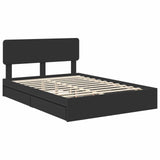 Storage Bed with Headboard Black 150 x 200 cm Engineered Wood 3412263