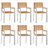 Garden Dining Set 7 pcs Solid Teak Wood and Stainless Steel 3334786