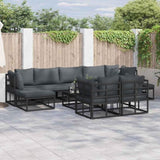 Garden Sofa Set with Cushion 10 pcs Black Aluminium 3378913