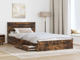 Bed Frame with Drawer Smoked Oak 100 x 200 cm Engineered Wood 3410935