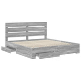 Bed Frame with Drawer Grey Sonoma 200 x 200 cm Engineered Wood 3411942