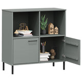 Bookcase with Metal Legs Grey 90x35x90.5 cm Solid Wood OSLO 351016