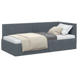 Corner Bed Frame with Headboard Dark grey 90 x 190 cm Velvet 42016257