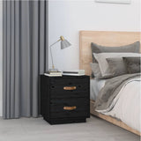 Bedside Cabinet Black 40x34x45 cm Solid Wood Pine 818333