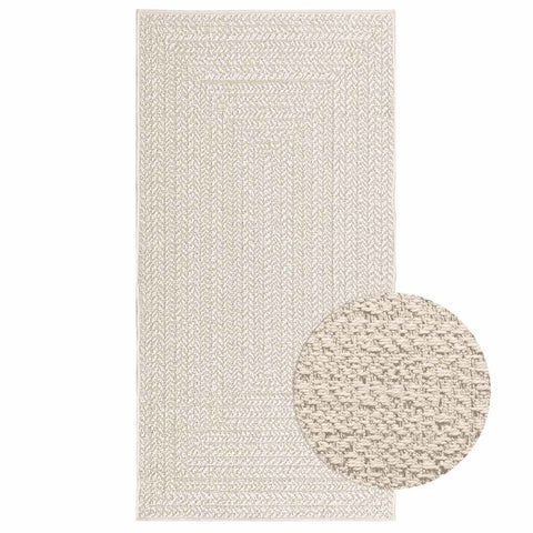 ZNTS Rug ZIZUR Cream 80x150 cm Jute Look Indoor and Outdoor 4010359