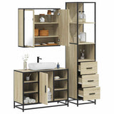 ZNTS 3 Piece Bathroom Furniture Set Sonoma Oak Engineered Wood 3301151