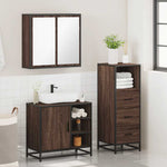 ZNTS 3 Piece Bathroom Furniture Set Brown Oak Engineered Wood 3301029