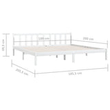 Bed Frame without Mattress White Solid Wood Super King Size 810098