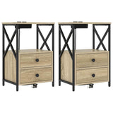 Bedside Cabinet with Drawer 2 pcs Sonoma Oak 40 x 31 x 60 cm 859563