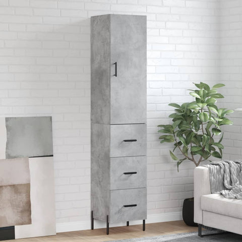 Highboard Concrete Grey 34.5x34x180 cm Engineered Wood 3198861