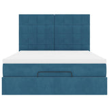 Ottoman Bed with Mattresses Dark Blue 140x200cm Velvet 3313479