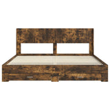 Bed Frame with Storage and Headboard Smoked Oak Engineered Wood 3414435