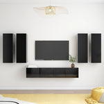 ZNTS 6 Piece TV Cabinet Set Black Engineered Wood 3078785