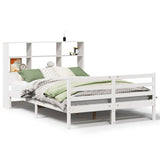 Bookcase Bed without Mattress White 140x190 cm Solid Wood Pine 3321892