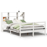 ZNTS Bookcase Bed without Mattress White 140x190 cm Solid Wood Pine 3321892