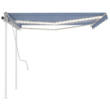 Manual Retractable Awning with LED 4.5x3 m Blue and White 3069961