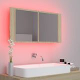 LED Bathroom Mirror Cabinet Sonoma Oak 90x12x45 cm Acrylic 804975