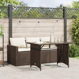 2 Piece Garden Dining Set with Cushions Brown Poly Rattan 366330
