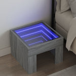 ZNTS Bedside Table with Infinity LED Grey Sonoma 40x40x30 cm 3284075