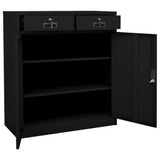 Office Cabinet Black Steel Medium Height-Adjustable Shelves 336411