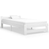 Bed Frame without Mattress White Solid Pine Wood 90x200 cm 321998