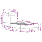 Bed Frame without Mattress Concrete Grey 90x190 cm Single 3209971