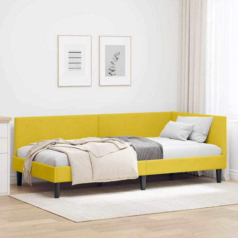 Corner Bed Frame Yellow 80 x 200 cm Velvet and Engineered wood 42016212