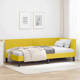 Corner Bed Frame Yellow 90 x 200 cm Velvet and Engineered wood 42016232