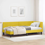 Corner Bed Frame with Headboard Yellow 100 cm x 200 cm Velvet 42016242