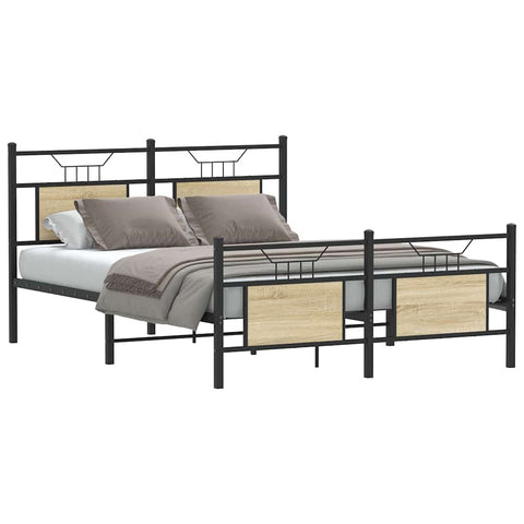 Bed Frame without Mattress Sonoma Oak 140x190 cm Engineered Wood 4106810