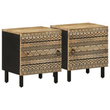 Bed Cabinets 2 pcs Black 40x33.5x46 cm Solid Rough Wood Mango 4018625
