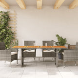 Garden Table with Acacia Wood Top Grey 190x80x75 cm Poly Rattan 365601