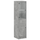 Highboard with Glass Door Concrete Grey 35x37x142 cm 836444